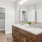 a bathroom with a large mirror